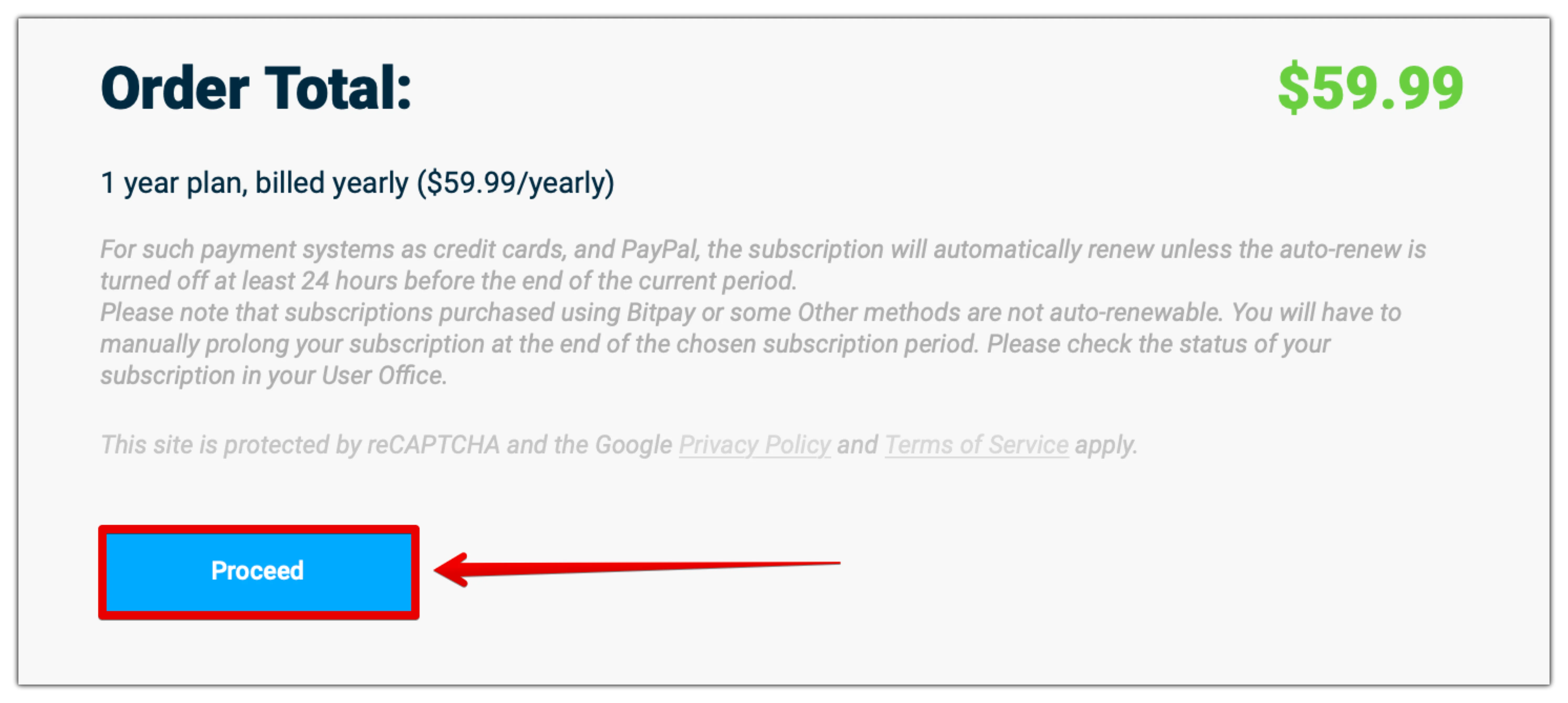 5. Click Proceed.