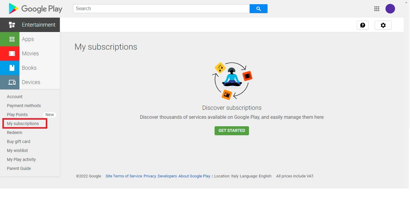 My Subscription Get Started