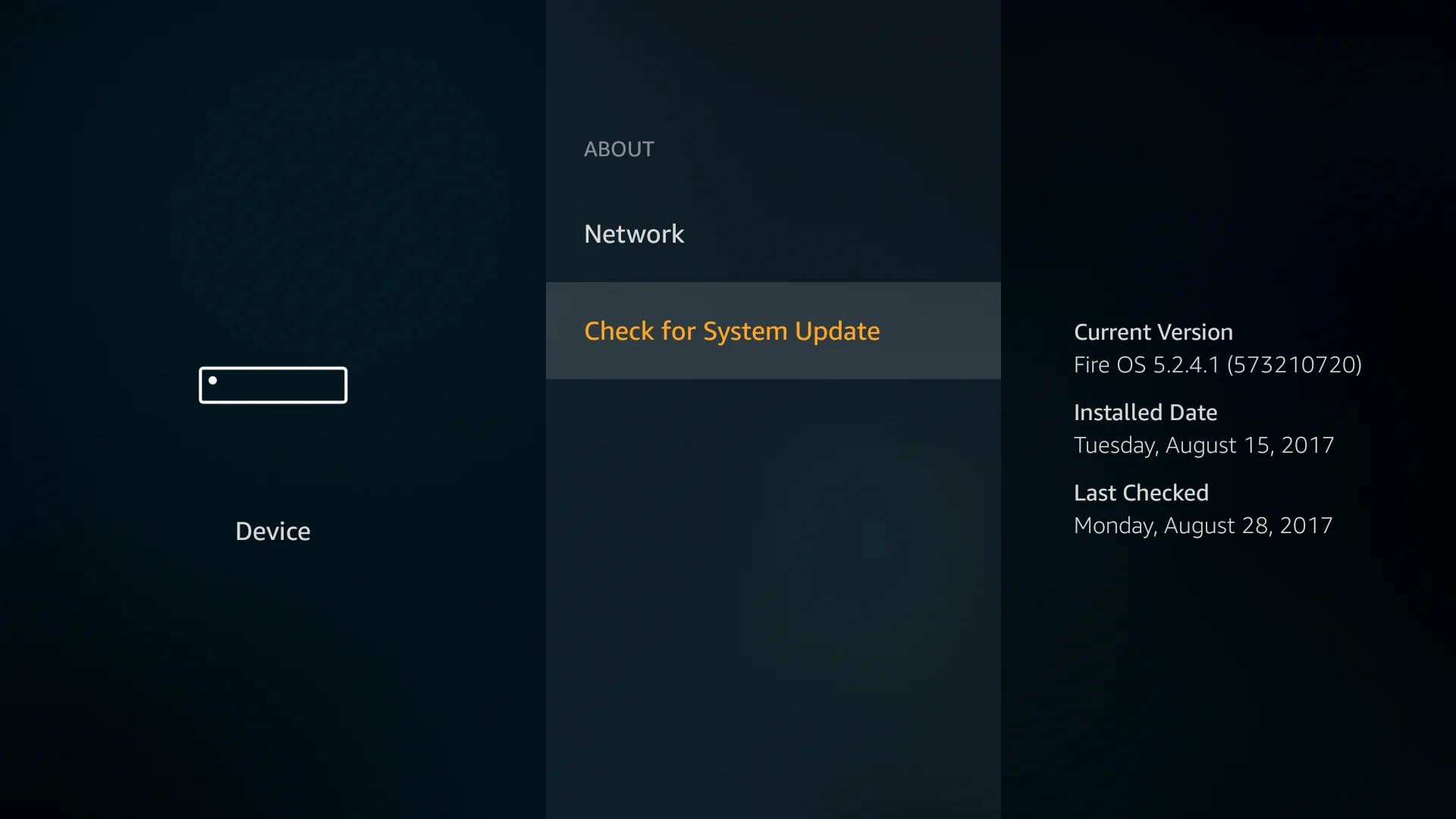 Update your Amazon Fire TV firmware to the latest version for install VPN Unlimited