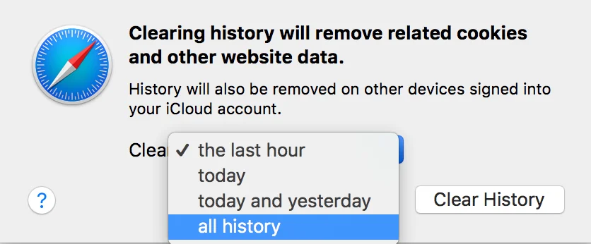 How do cookies affect the VPN? - on macOS - Choose time range you want to clear