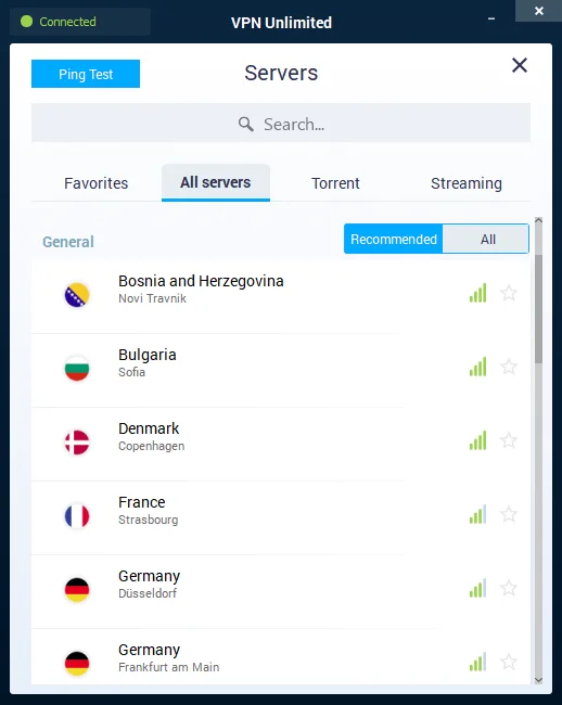 How to use the Servers tab of VPN for Windows PC: Recommended Servers