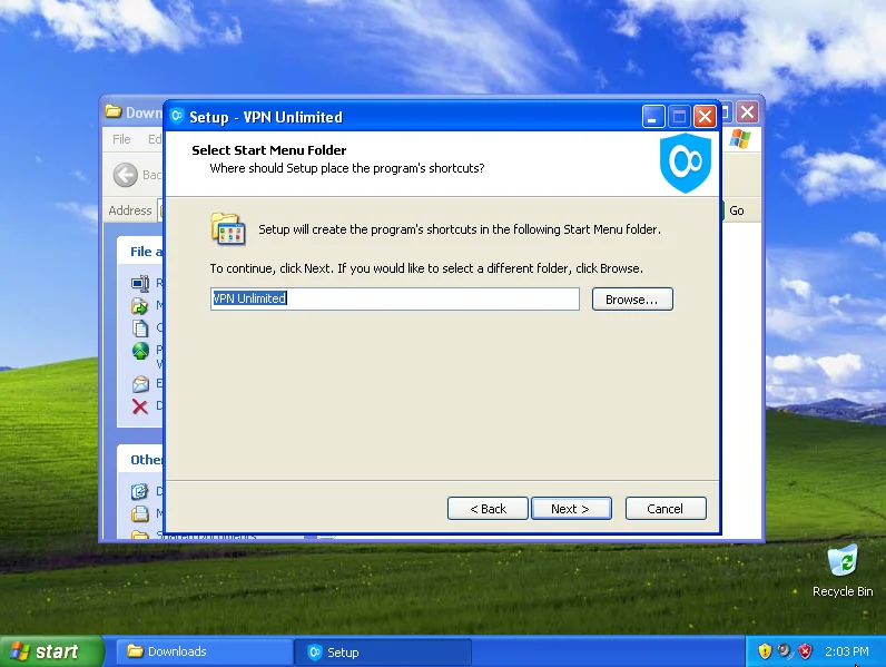 Select the folder name in the Start menu, where shortcuts of the program will be created