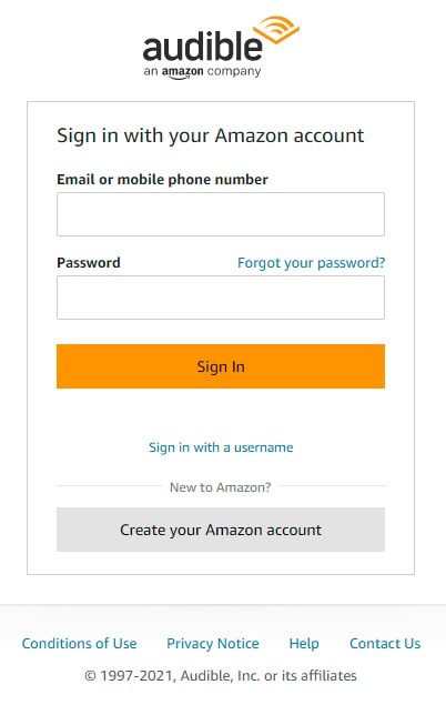 Sign In Audible
