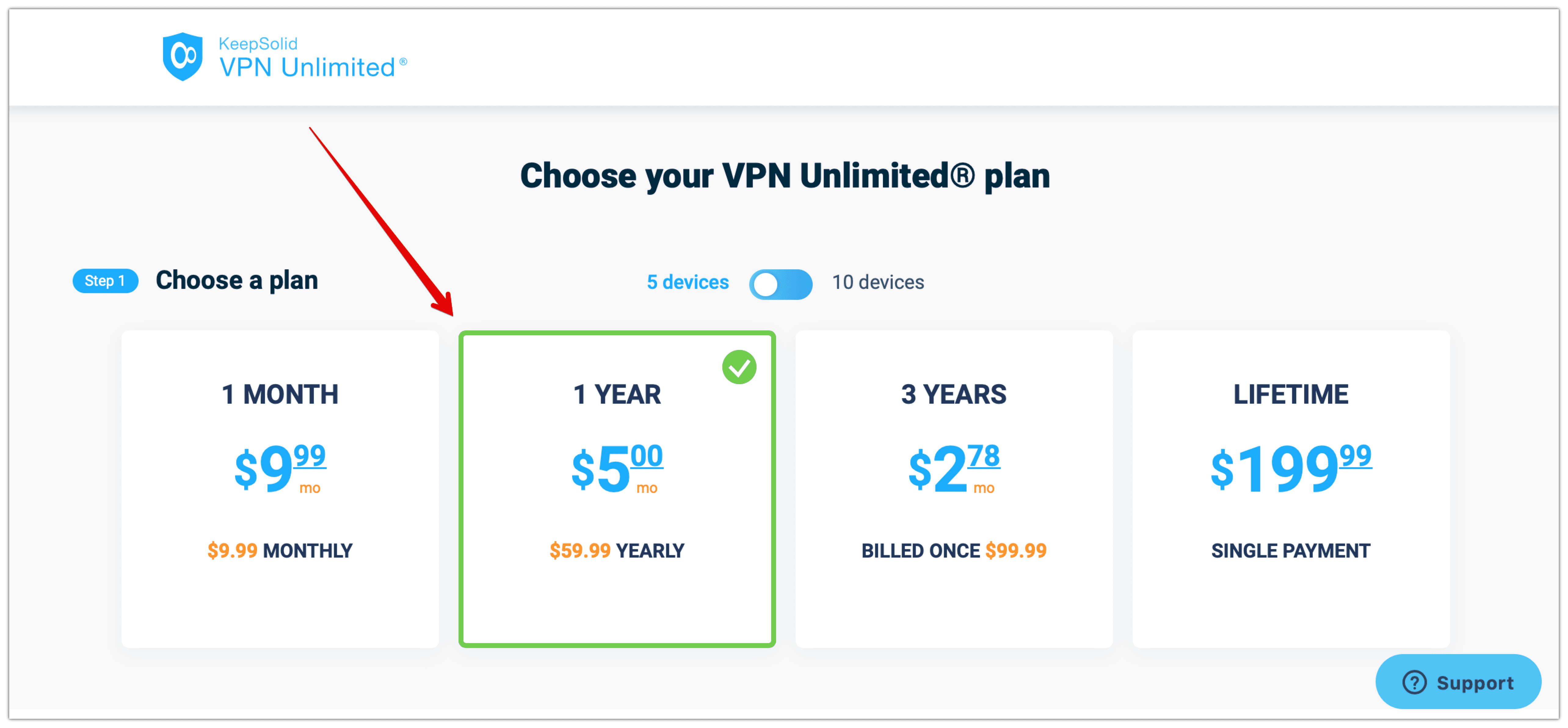 Choose a VPN plan