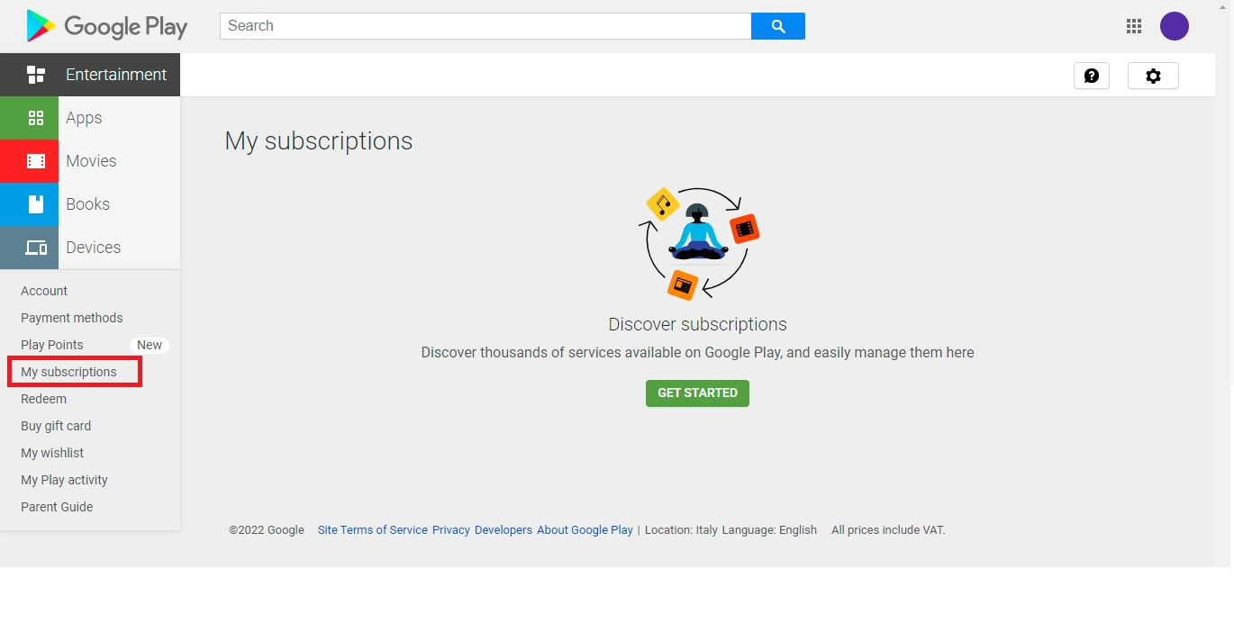 My Subscription Get Started